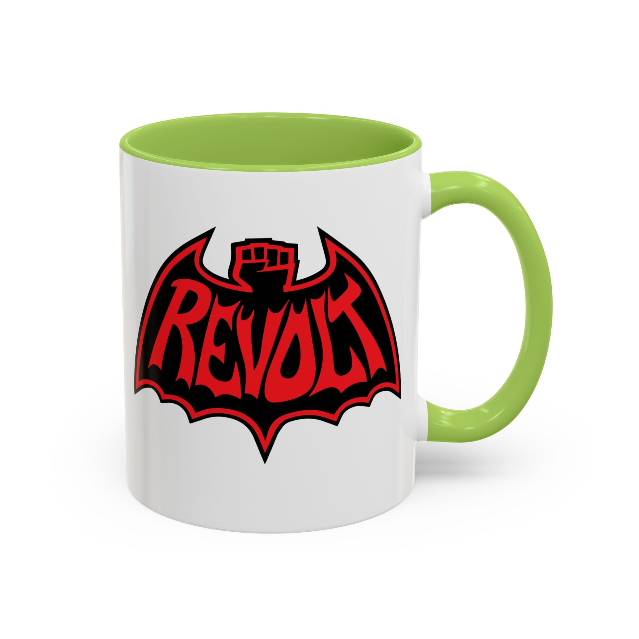 Revolt Bat Coffee Mug — Bold Red & Black Accent Mug with Raised Fist Design