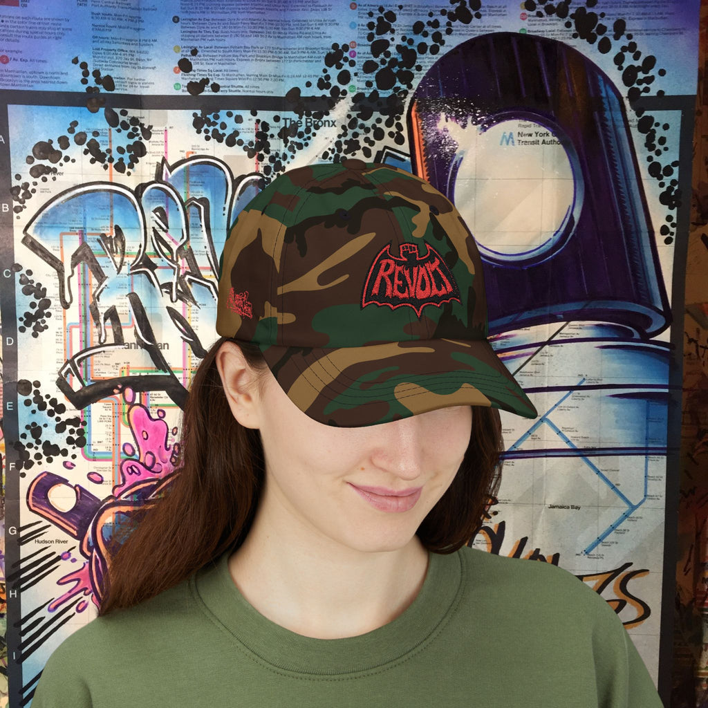Bad Dad Cap — Red Revolt Bat-Fist Logo Embroidered Baseball Hat