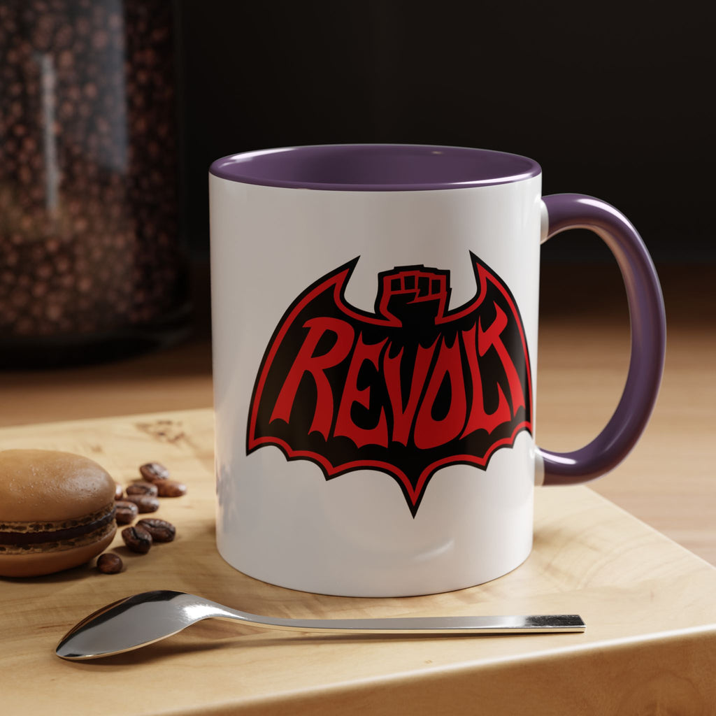 Revolt Bat Coffee Mug — Bold Red & Black Accent Mug with Raised Fist Design