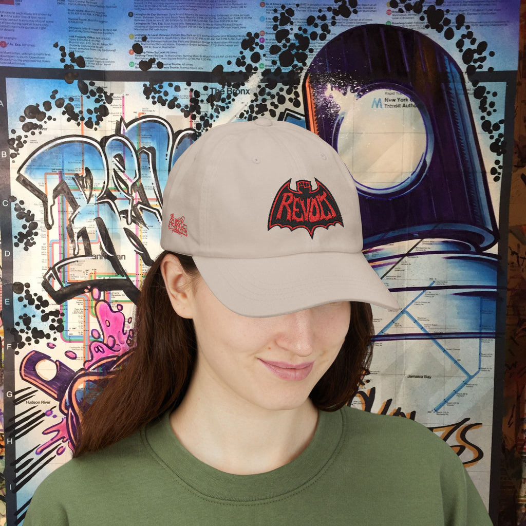Bad Dad Cap — Red Revolt Bat-Fist Logo Embroidered Baseball Hat