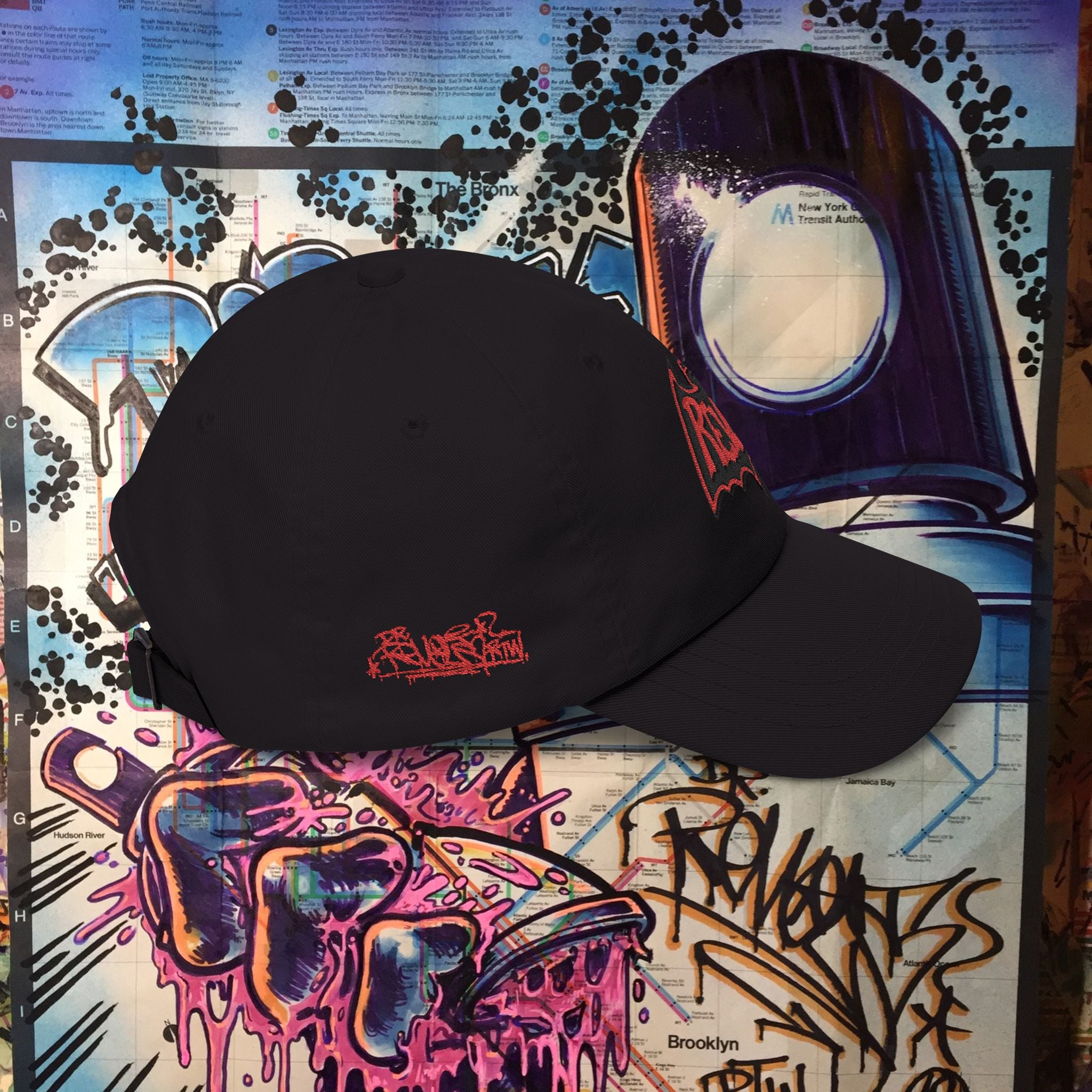 Bad Dad Cap — Red Revolt Bat-Fist Logo Embroidered Baseball Hat