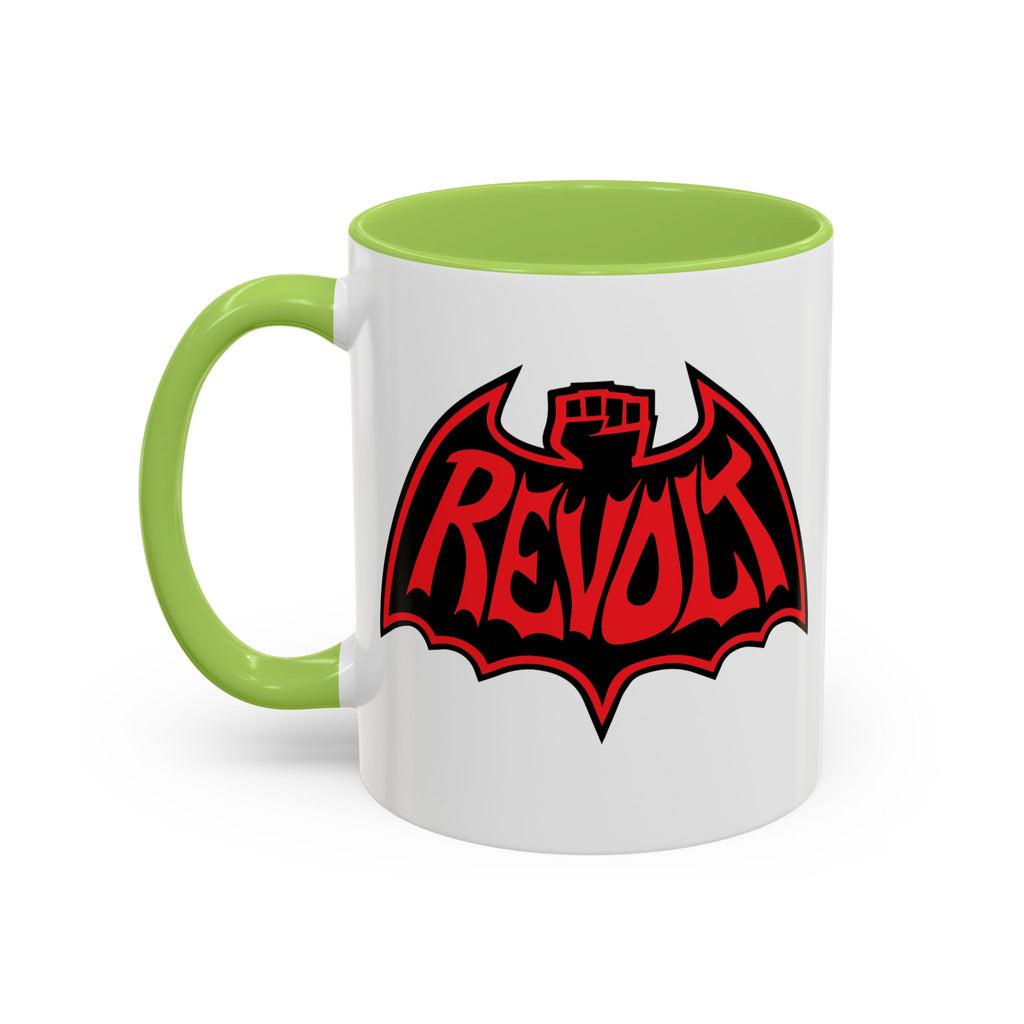 Revolt Bat Coffee Mug — Bold Red & Black Accent Mug with Raised Fist Design