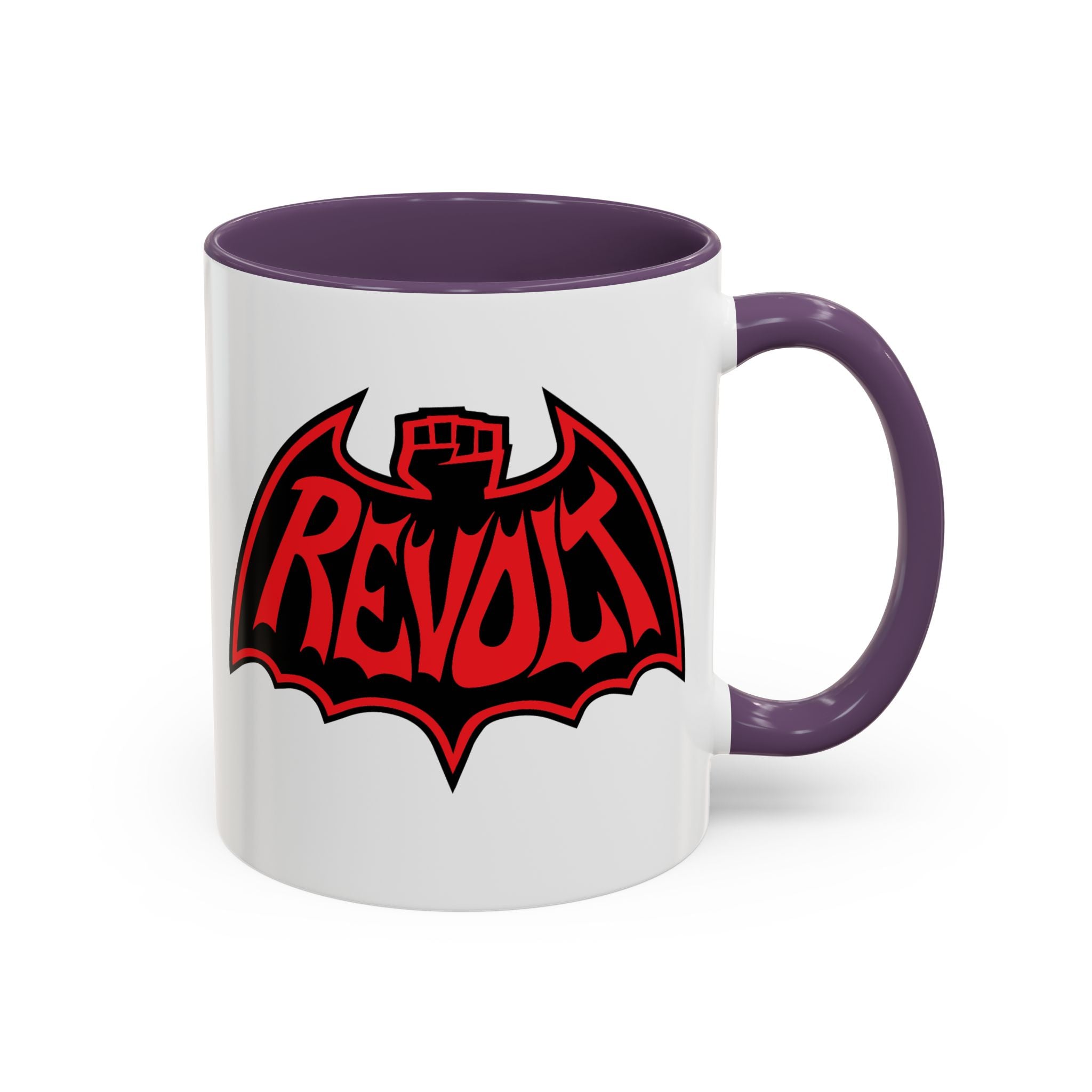 Revolt Bat Coffee Mug — Bold Red & Black Accent Mug with Raised Fist Design