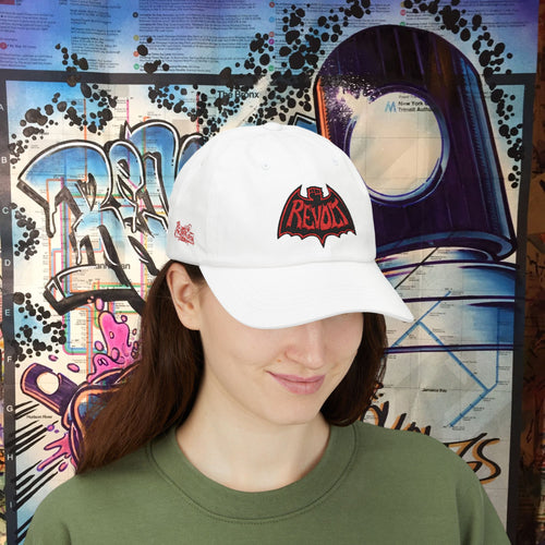 Bad Dad Cap — Red Revolt Bat-Fist Logo Embroidered Baseball Hat