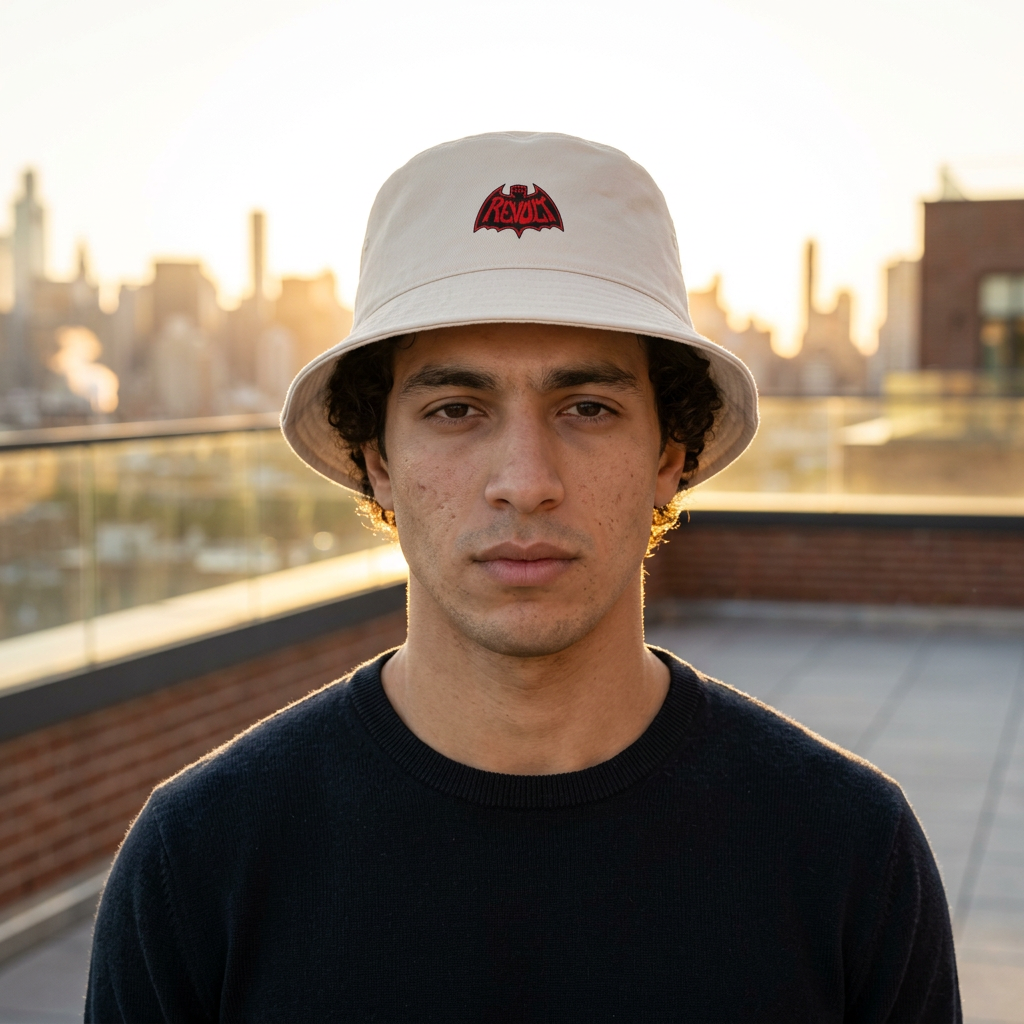 Revo-Bat-Fist Embroidered Bucket Hat
