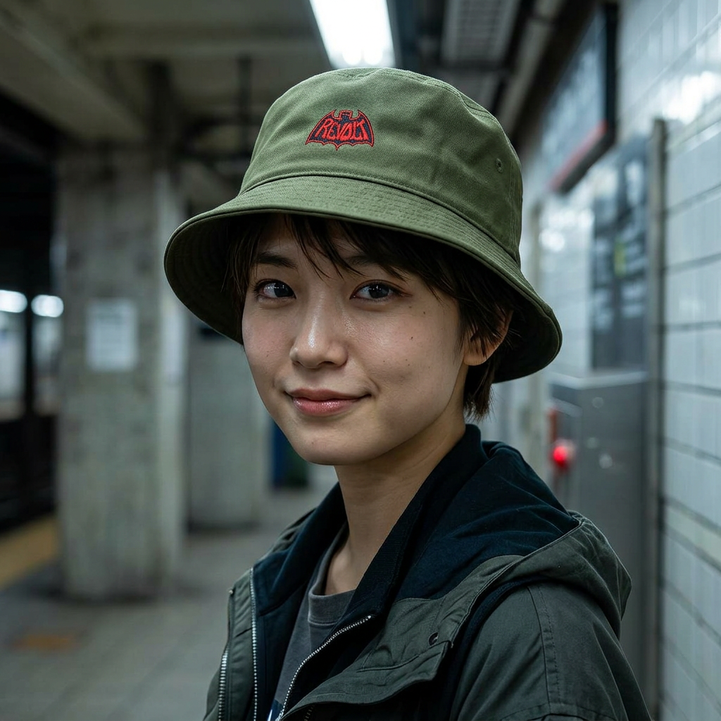 Revo-Bat-Fist Embroidered Bucket Hat