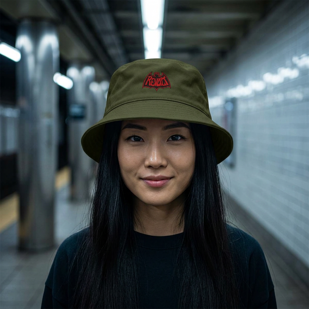 Revo-Bat-Fist Embroidered Bucket Hat