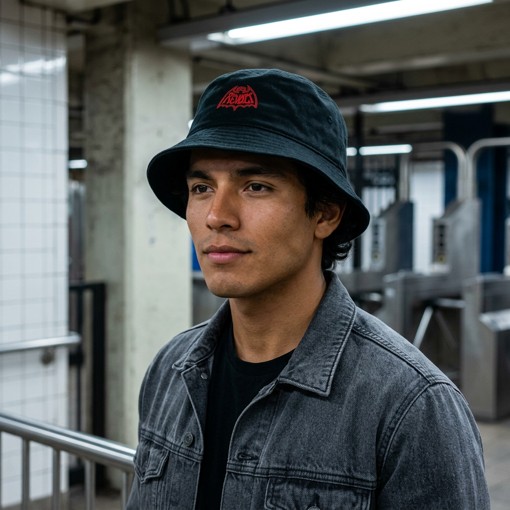 Revo-Bat-Fist Embroidered Bucket Hat