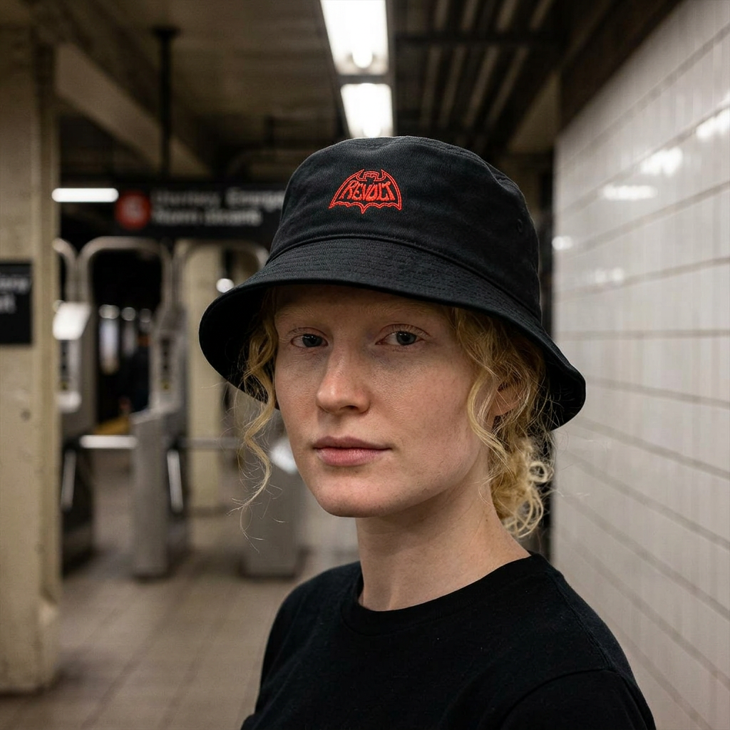 Revo-Bat-Fist Embroidered Bucket Hat
