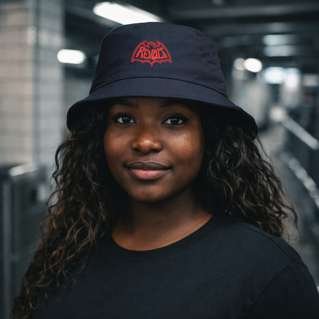 Revo-Bat-Fist Embroidered Bucket Hat
