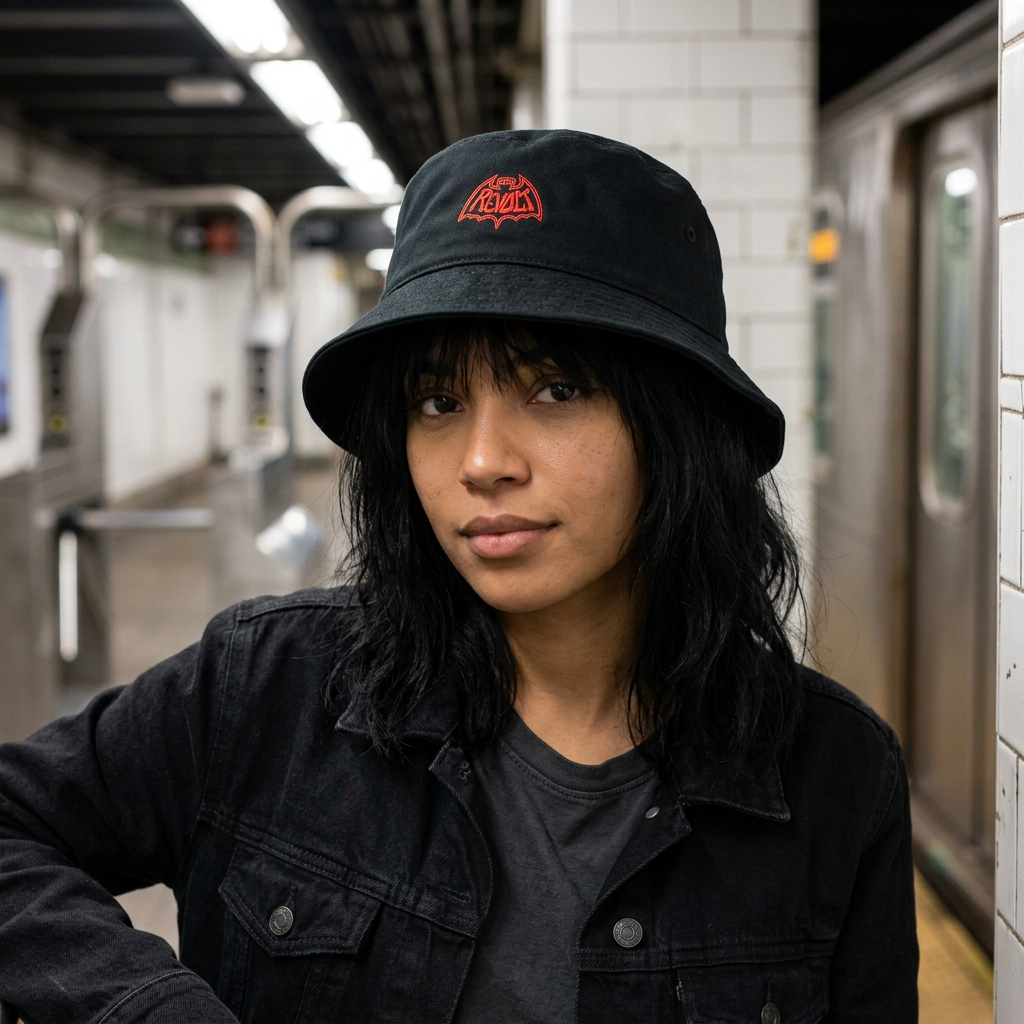 Revo-Bat-Fist Embroidered Bucket Hat