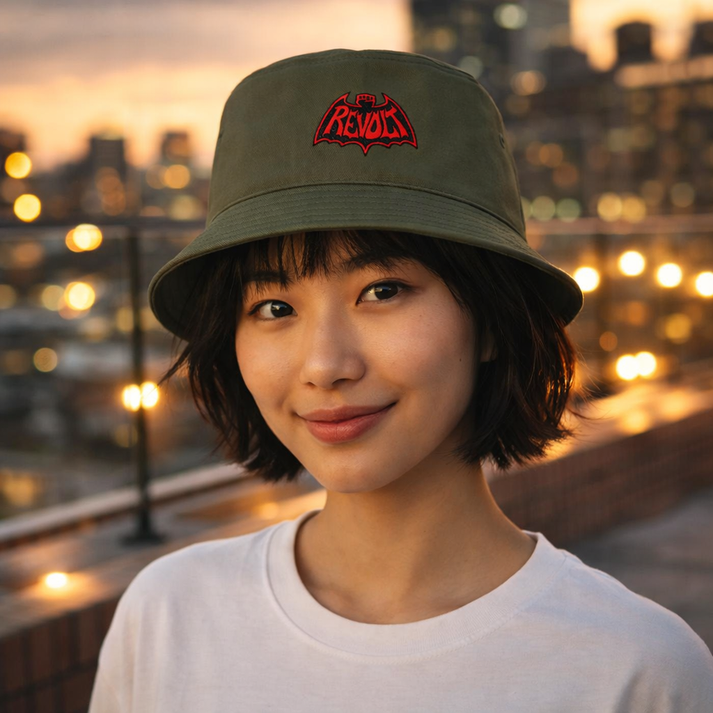Revo-Bat-Fist Embroidered Bucket Hat