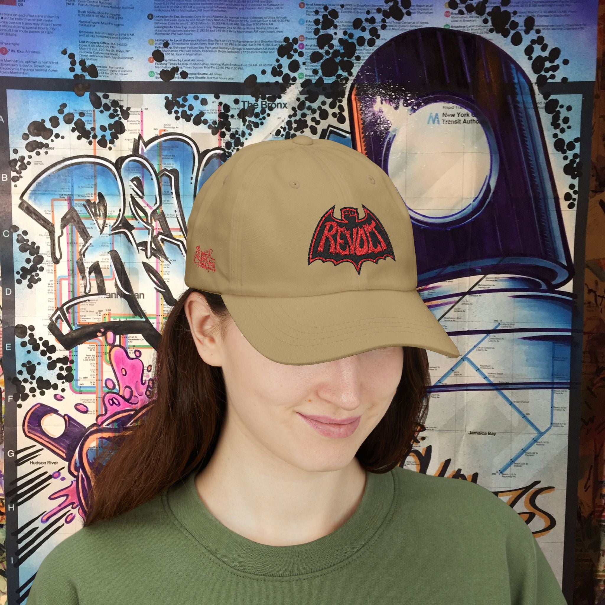 Bad Dad Cap — Red Revolt Bat-Fist Logo Embroidered Baseball Hat