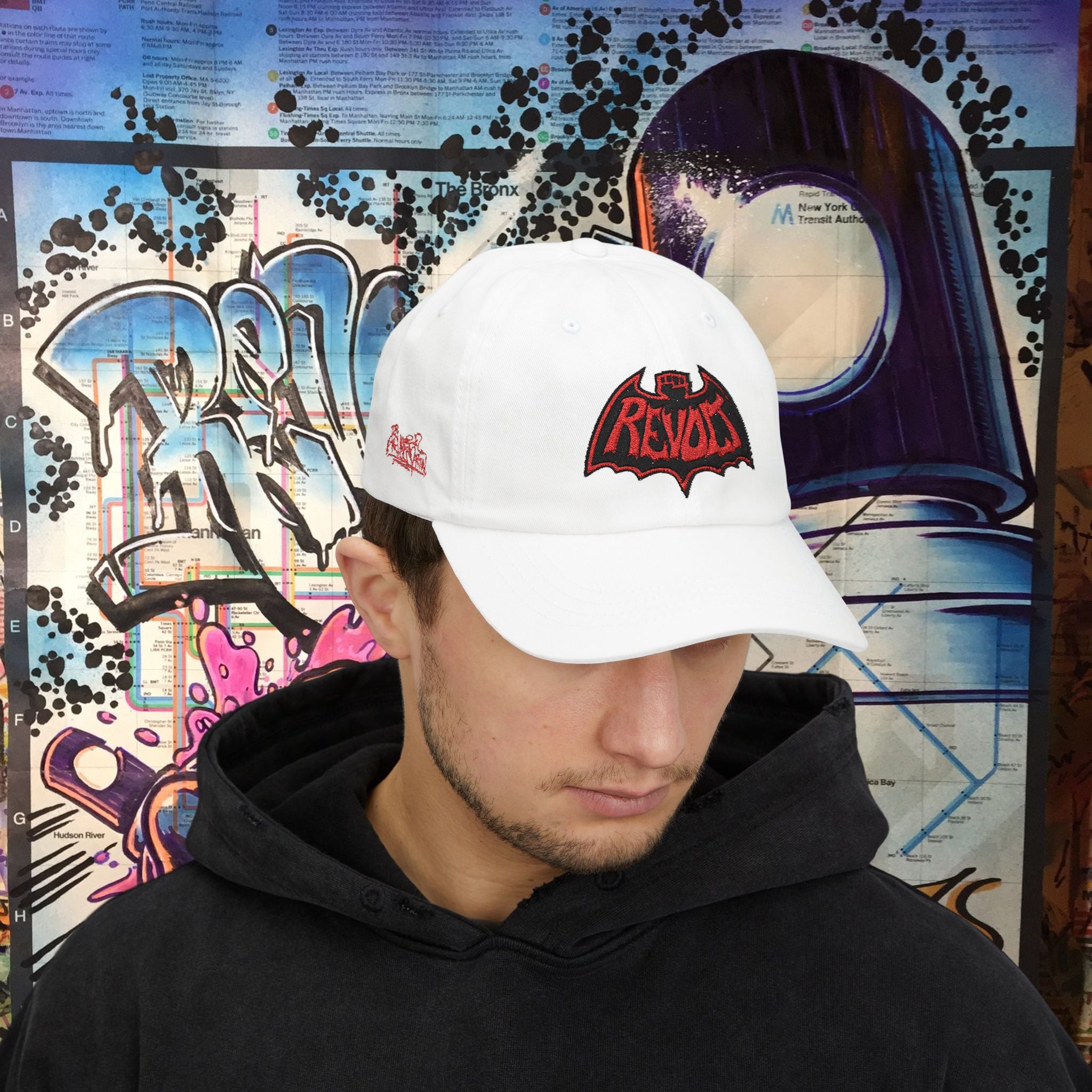 Bad Dad Cap — Red Revolt Bat-Fist Logo Embroidered Baseball Hat