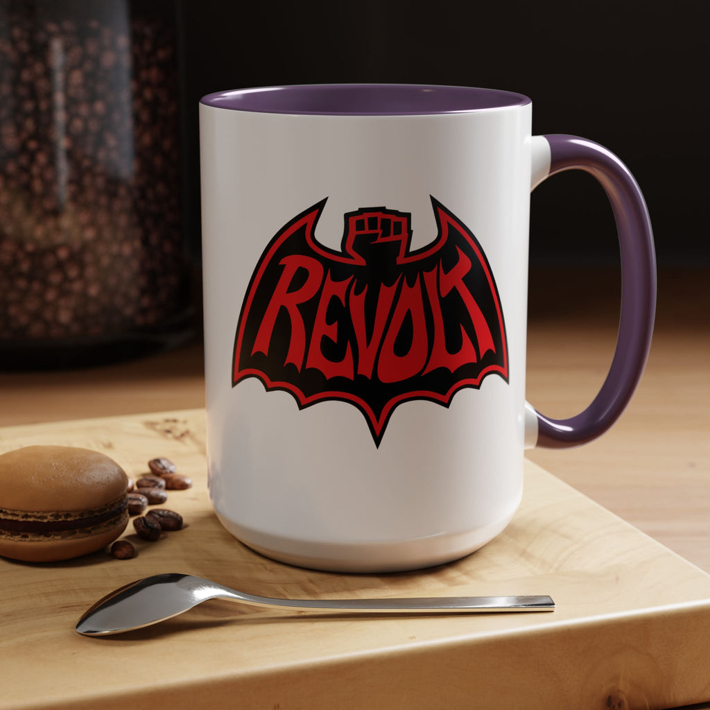 Revolt Bat Coffee Mug — Bold Red & Black Accent Mug with Raised Fist Design