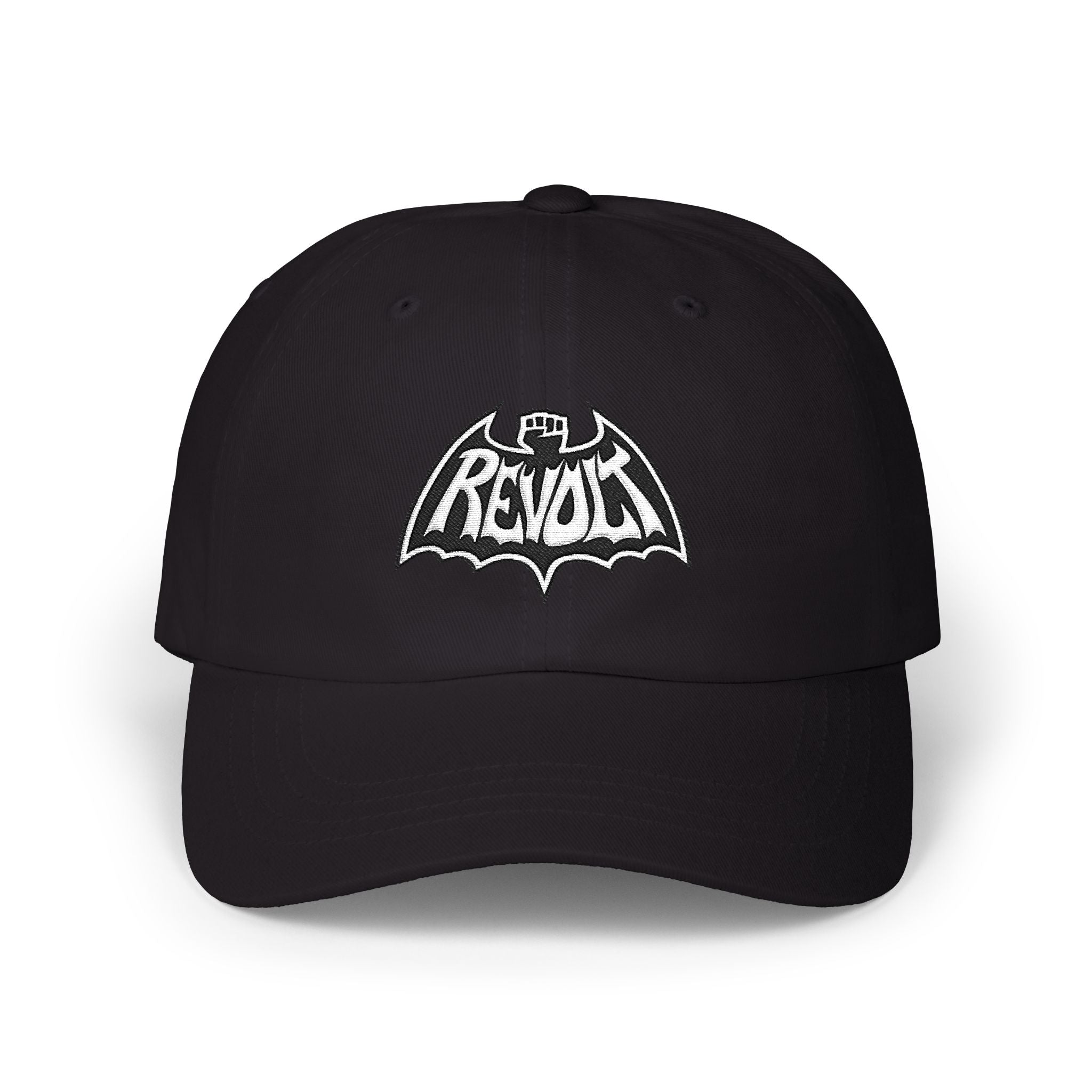 Revo-Bat-Fist Embroidered Baseball Hat — Graffiti Goth Mod Punk Rap Funk Wild Style!