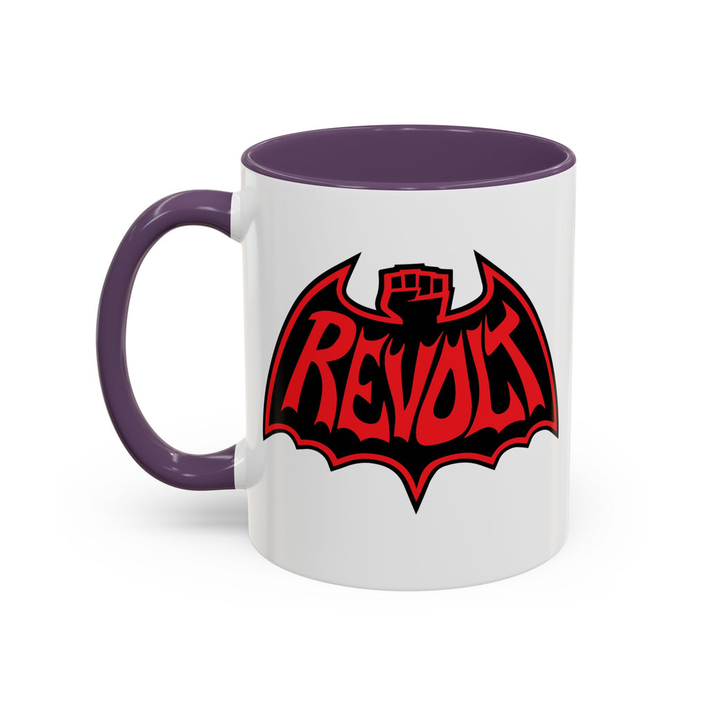 Revolt Bat Coffee Mug — Bold Red & Black Accent Mug with Raised Fist Design